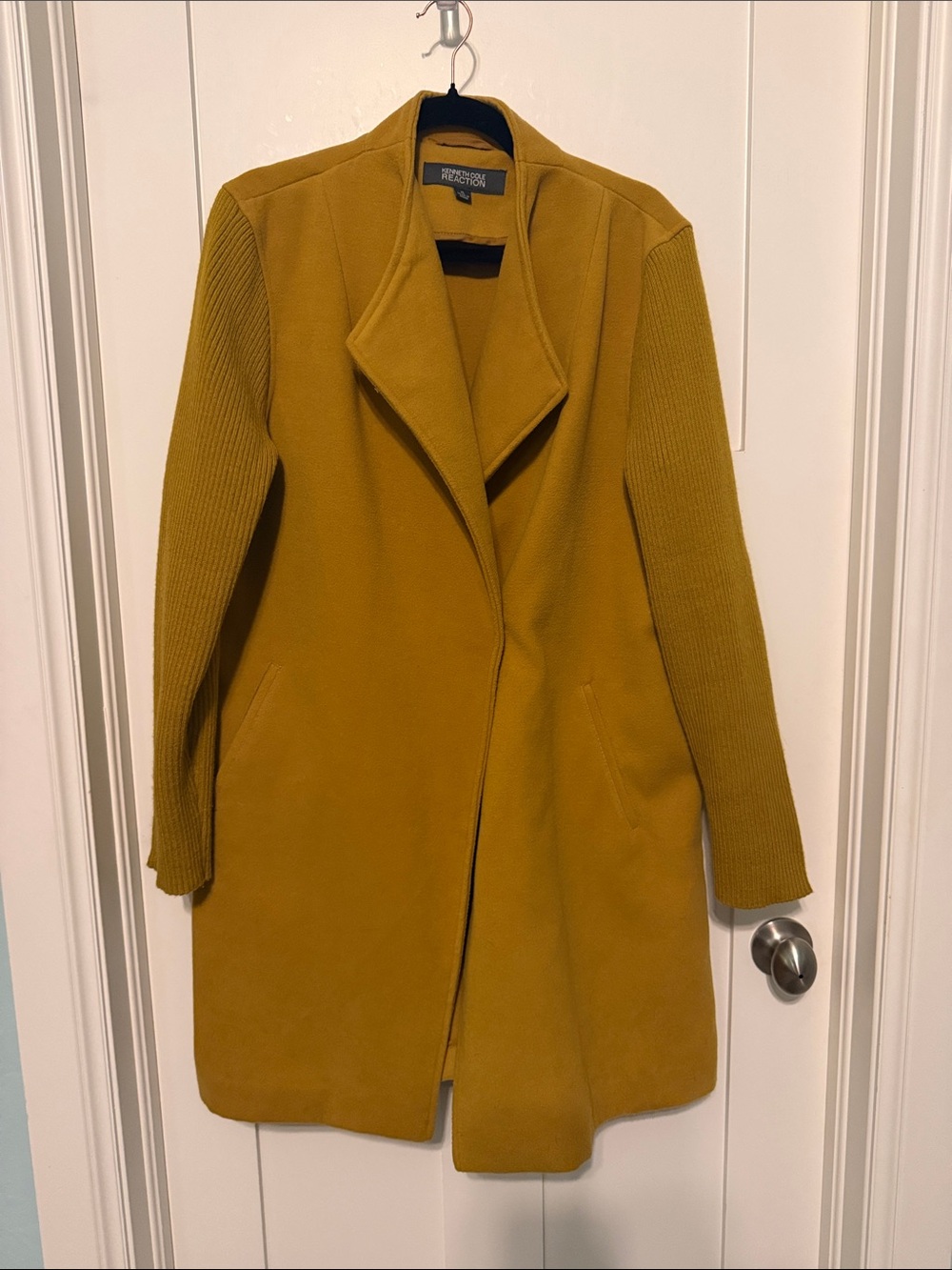 Kenneth Cole Reaction Mustard Trench Coat with Ribbed Sleeves